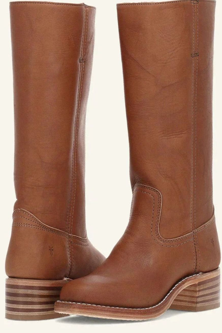 Anastasia | Women's Leather Look Mid Calf Western Boots - Brown