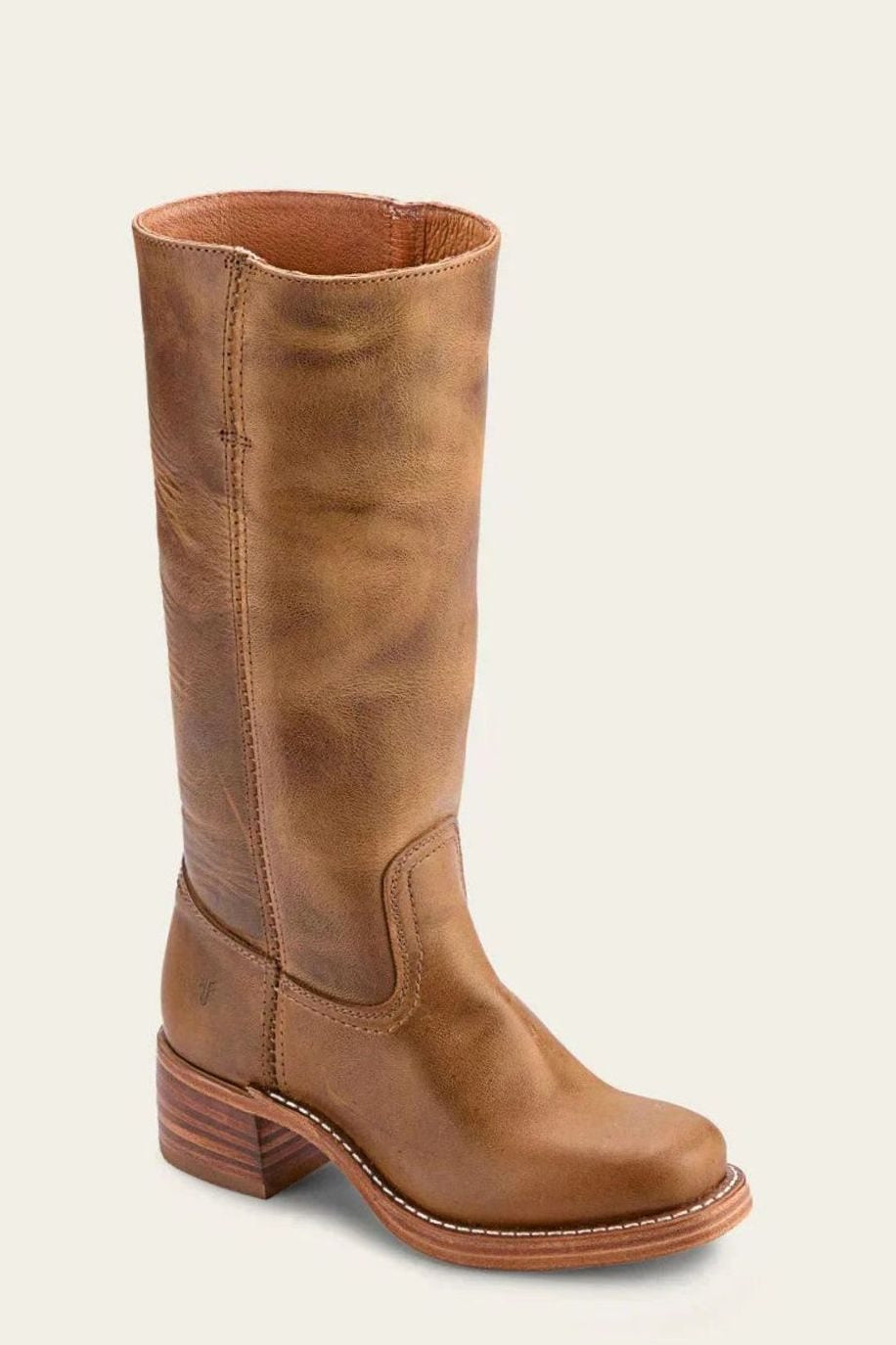Anastasia | Women's Leather Look Mid Calf Western Boots - Light Brown