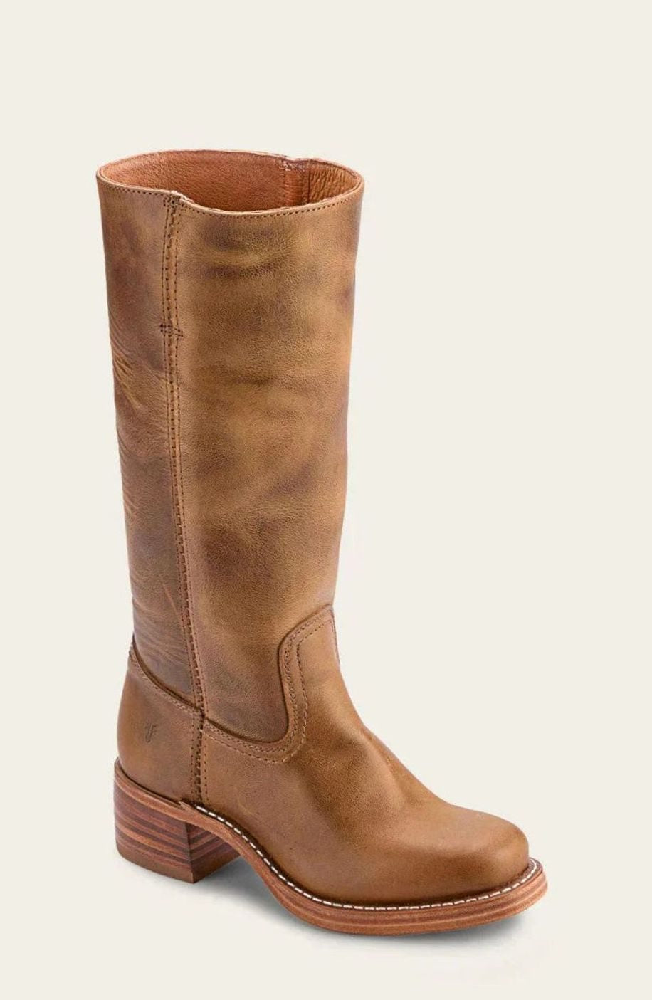 Anastasia | Women's Leather Look Mid Calf Western Boots - Light Brown
