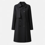 Greta | Women's Double Breasted Wool Blend Trench Coat - Black