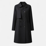 Greta | Women's Double Breasted Wool Blend Trench Coat - Black