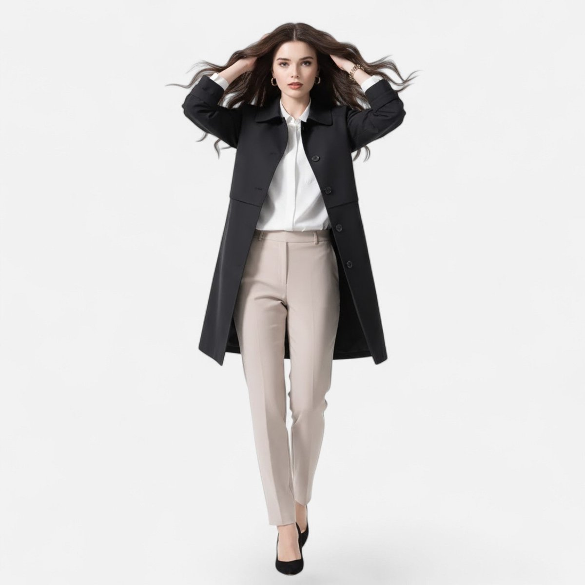 Greta | Women's Double Breasted Wool Blend Trench Coat