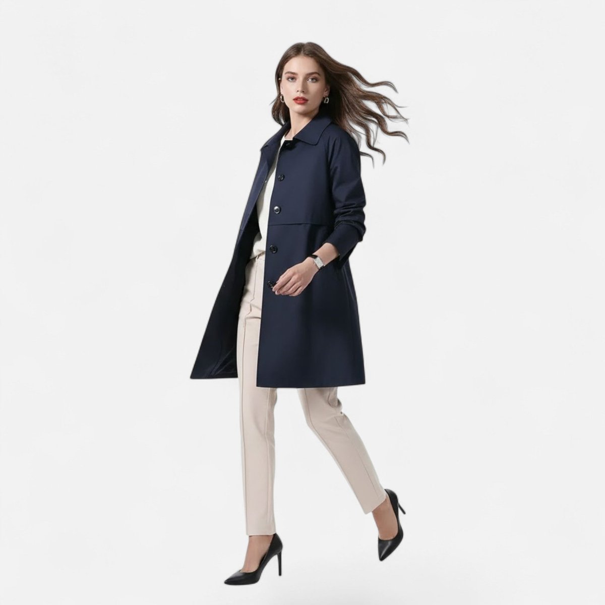 Greta | Women's Double Breasted Wool Blend Trench Coat