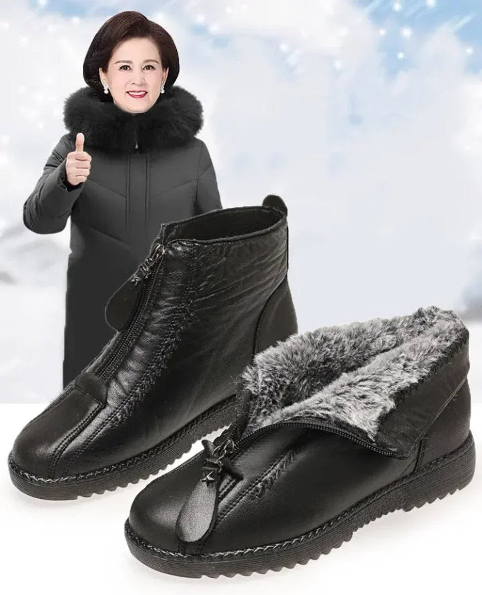 Colette | Women's Fleece Lined Leather Look Non Slip Ankle Boots