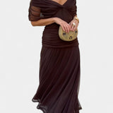 Stephanie | Women's Off Shoulder Ruched Maxi Cocktail Dress