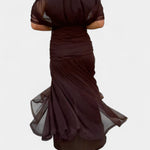 Stephanie | Women's Off Shoulder Ruched Maxi Cocktail Dress - Purple