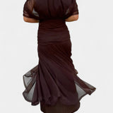 Stephanie | Women's Off Shoulder Ruched Maxi Cocktail Dress - Purple