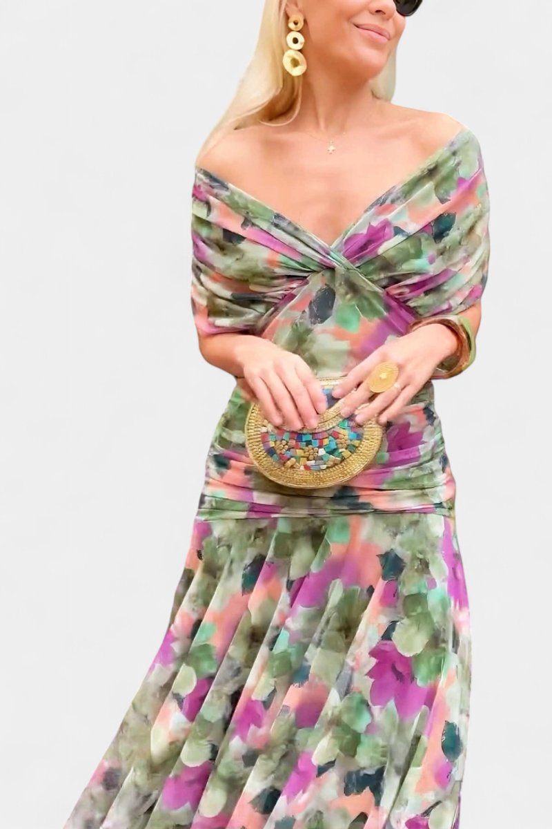 Stephanie | Women's Off Shoulder Ruched Maxi Cocktail Dress
