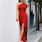 Audrey | Women's One Shoulder Maxi Cocktail Dress - Red