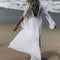 Claudia | Women's Flared Sleeve Maxi Tunic Dress - White