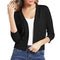 Lauren | Women's Open Front Three Quarter Sleeve Cropped Cardigan - Black