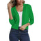 Lauren | Women's Open Front Three Quarter Sleeve Cropped Cardigan - Bright Green