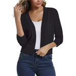 Lauren | Women's Open Front Three Quarter Sleeve Cropped Cardigan