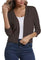 Lauren | Women's Open Front Three Quarter Sleeve Cropped Cardigan - Brown