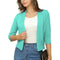 Lauren | Women's Open Front Three Quarter Sleeve Cropped Cardigan - Wood Green