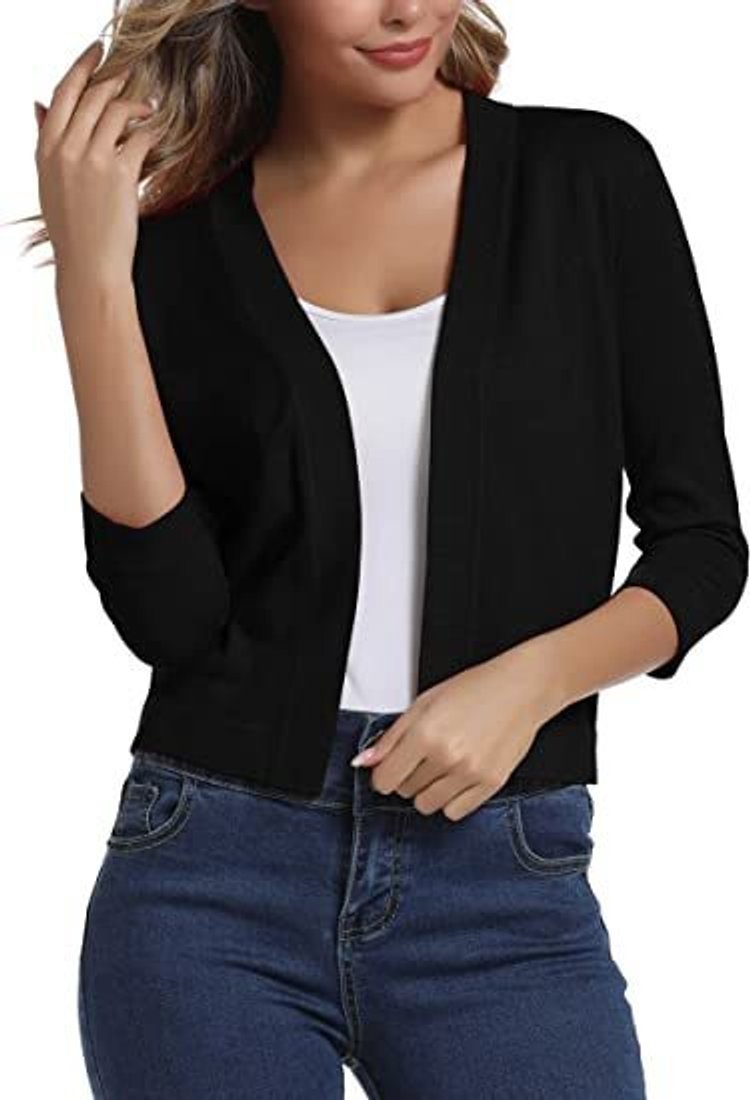 Lauren | Women's Open Front Three Quarter Sleeve Cropped Cardigan