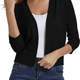 Lauren | Women's Open Front Three Quarter Sleeve Cropped Cardigan