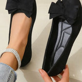 Sylvia | Women's Orthopaedic Suede Look Bow Detail Shoes - Black