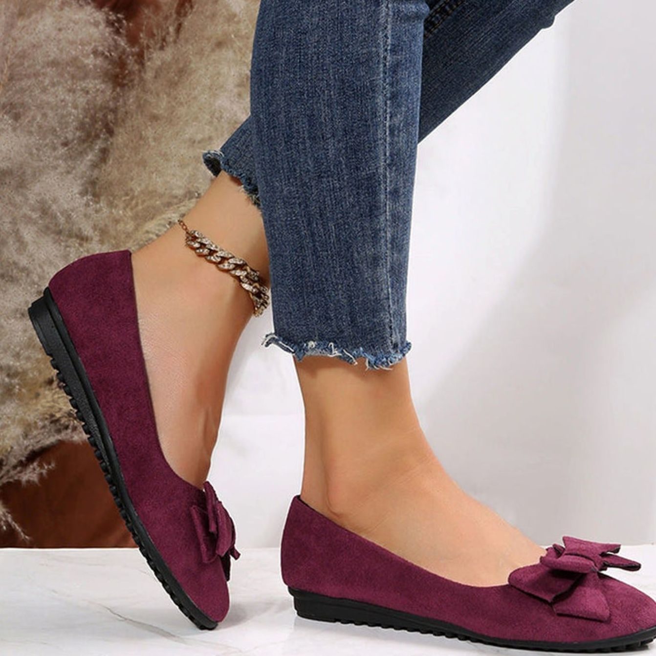 Sylvia | Women's Orthopaedic Suede Look Bow Detail Shoes