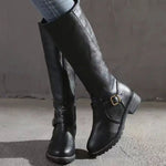 Eden | Women's Orthopaedic Leather Look Buckle Knee-High Boots