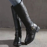 Eden | Women's Orthopaedic Leather Look Buckle Knee-High Boots