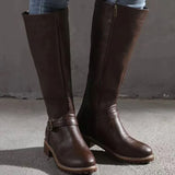 Eden | Women's Orthopaedic Leather Look Buckle Knee-High Boots