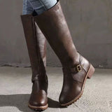 Eden | Women's Orthopaedic Leather Look Buckle Knee-High Boots