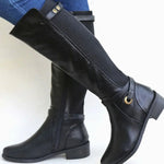 Luna | Women's Orthopaedic Leather Look Knee-High Boots - Black