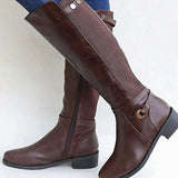 Luna | Women's Orthopaedic Leather Look Knee-High Boots - Brown