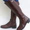 Luna | Women's Orthopaedic Leather Look Knee-High Boots - Brown