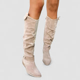 Edna | Women's Orthopaedic Suede Look Knee-High Boots - Beige