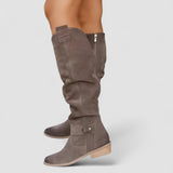 Edna | Women's Orthopaedic Suede Look Knee-High Boots - Grey