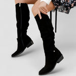 Edna | Women's Orthopaedic Suede Look Knee-High Boots - Black