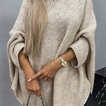 Eileen | Women's Oversized Batwing Sleeve Round Neck Jumper - Beige