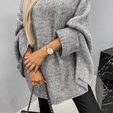 Eileen | Women's Oversized Batwing Sleeve Round Neck Jumper - Grey