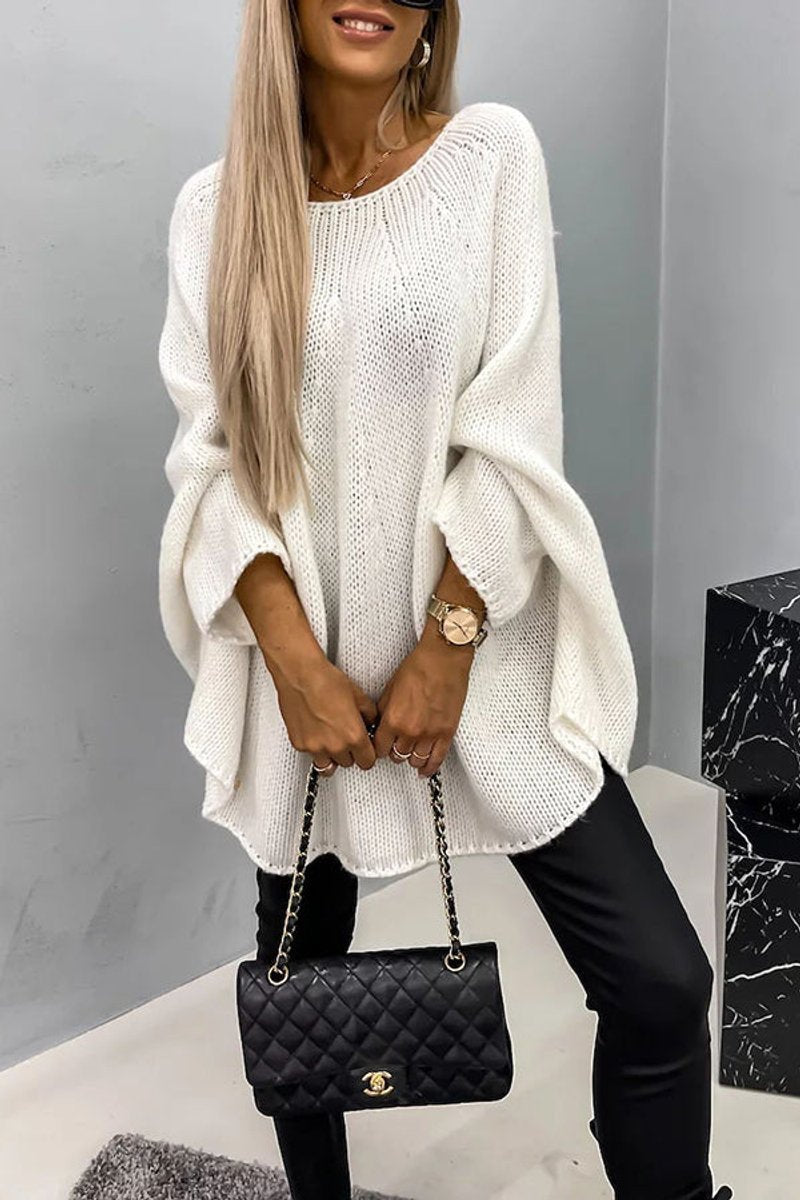 Eileen | Women's Oversized Batwing Sleeve Round Neck Jumper - Cream