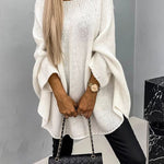 Eileen | Women's Oversized Batwing Sleeve Round Neck Jumper - Cream