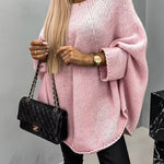 Eileen | Women's Oversized Batwing Sleeve Round Neck Jumper - Pink
