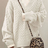 Danielle | Women's Long Sleeve Oversized Cable Knit Jumper - White