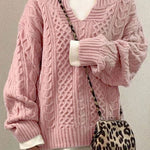 Danielle | Women's Long Sleeve Oversized Cable Knit Jumper - Pink