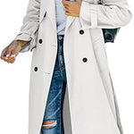 Aria | Women's Double Breasted Oversized Belted Trench Coat - White