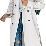 Aria | Women's Double Breasted Oversized Belted Trench Coat - White