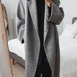 Claire | Women's Double Breasted Oversized Longline Coat - Grey