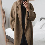 Claire | Women's Double Breasted Oversized Longline Coat - Brown