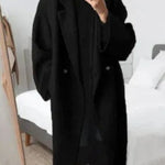 Claire | Women's Double Breasted Oversized Longline Coat - Black