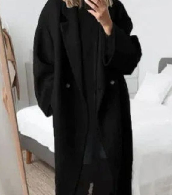 Claire | Women's Double Breasted Oversized Longline Coat - Black