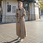 Ivy | Women's Double Breasted Oversized Longline Trench Coat - Khaki