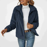 Roberta | Women's Fleece Lined Oversized Puffer Jacket - Navy Blue