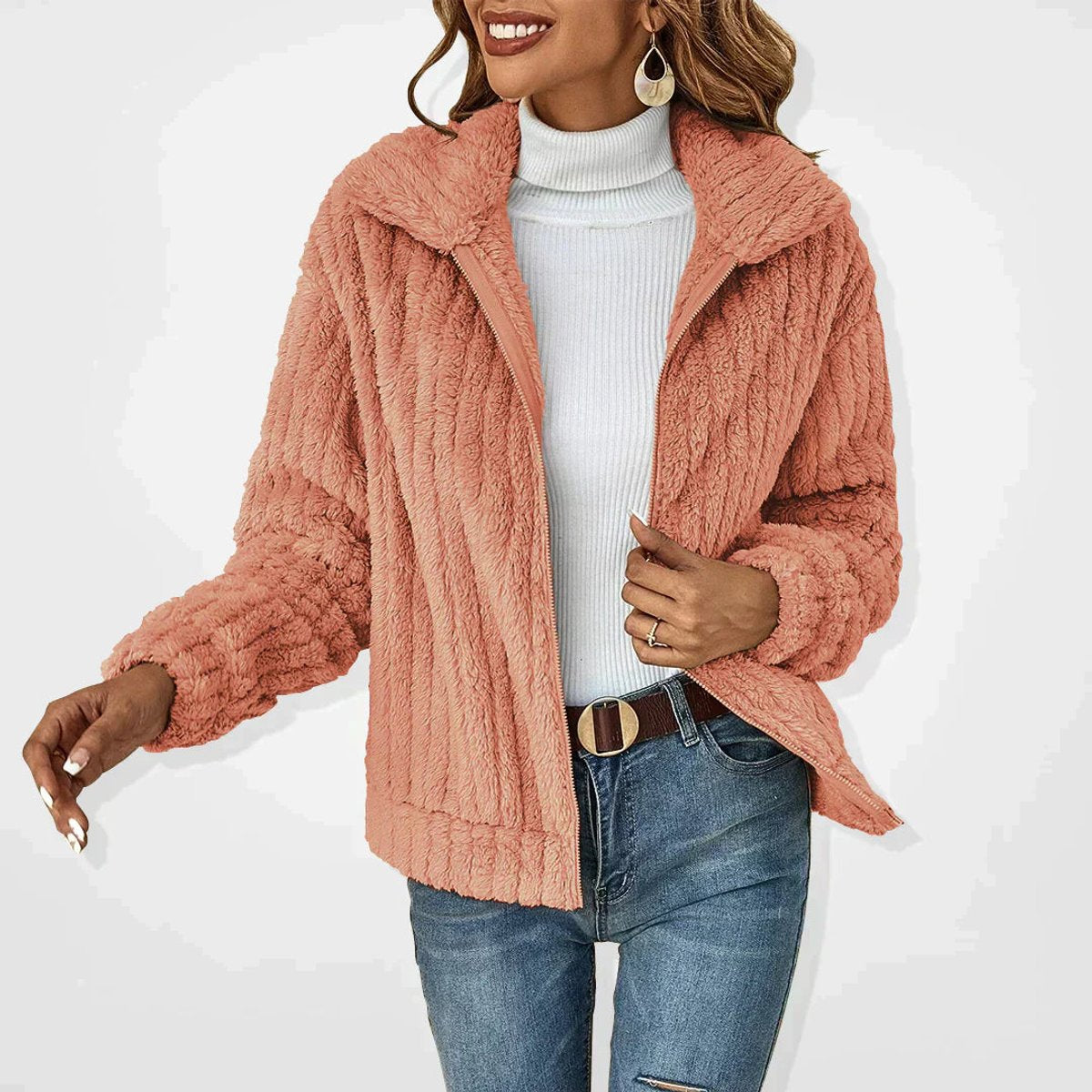 Roberta | Women's Fleece Lined Oversized Puffer Jacket - Pink
