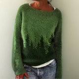Dawn | Women's Long Sleeve Oversized Round Neck Jumper - Green